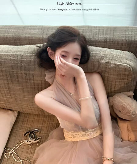 늦게 우산 우산 26 ss 황혼 등나무 nway 다양한 착용 법 라벤더 보라색 레이스 행침 목 드레스