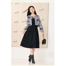 批发孕妇<b class='q'>哺乳</b><b class='q'>连衣裙</b>套装两件套2025年秋冬季新款灰色针织毛衣裙子