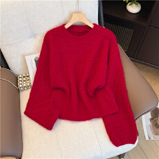 批发秋冬女士加厚红色本命年毛衣女款2025新款冬季爆款宽松慵懒针织衫