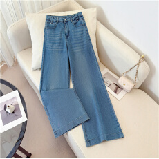 批发浅色<b class='q'>宽松</b>阔腿牛仔<b class='q'>裤</b>女春季2026新款巨好看百搭的遮胯显瘦喇叭<b class='q'>裤</b>子