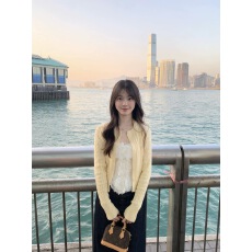 批发2026新款早春季黄色<b class='q'>短款</b>麻花开衫毛衣女慵懒外搭针织衫外套小上衣