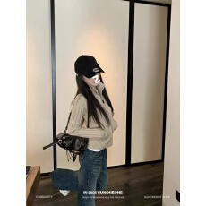 批发SUNONEONE 立领螺纹坑条蓝色针织<b class='q'>开衫</b>外套<b class='q'>女</b>春季新款修身显瘦毛衣