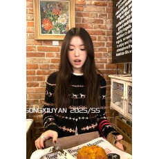 批发秋冬复古费尔岛毛衣针织开衫外套女高级感甜辣妹短款长袖上衣小众