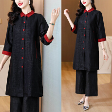 批发黑色香云纱风衣中长款2026新款薄款妈妈高端<b class='q'>真丝</b>桑蚕丝外套<b class='q'>女</b>复古