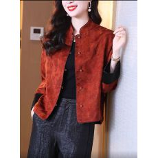 批发重缎香云纱真丝唐装<b class='q'>短</b><b class='q'>外套女</b>立领中国风红色桑蚕丝拜年服2026春