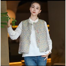 批发【敦煌宝相花】双面织锦2026新款圆领马甲上衣中国风新中式<b class='q'>外套</b>