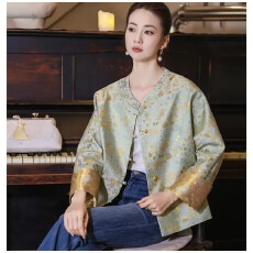 批发时尚圆领春季气质女上衣民族风休闲慵懒刺绣新中式新中式国风女装