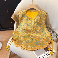 批发实拍提花小个子国风马甲背心女设计感小众洋气百搭新中式上衣外套