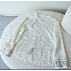 批发<福寿绵长>2026新款桑蚕丝重工刺绣新中式圆领衬衣