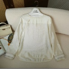 批发水波凝2026新款百搭显瘦软烟罗织带钉珠圆领提花新中式衬衣