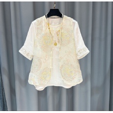 批发绣球花新中式马甲唐装古风马夹中国风提花复古民族风