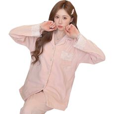 批发<b class='q'>睡衣</b>女新款双面德绒秋冬季翻领长袖长裤可外穿家居服套装