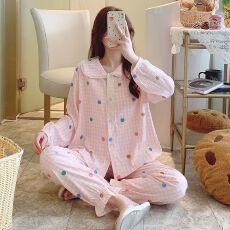 批发秋季<b class='q'>莫代尔</b>翻领开衫长袖长裤<b class='q'>睡衣</b>女士套装休闲家居服