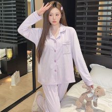 批发冬季德绒<b class='q'>加肥</b><b class='q'>加大</b>码翻领开衫长袖睡衣女套装家居服