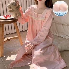 秋冬季新款睡裙女带胸垫双面德绒公主风可外穿家居服长裙