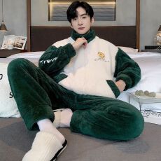 批发冬季加厚舒棉绒男士拉链睡衣<b class='q'>套装</b> L-3XL65元 4XL-5XL67元