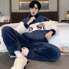 批发冬季加厚舒棉绒男士拉链<b class='q'>睡衣</b><b class='q'>套装</b> L-3XL65元 4XL-5XL67元