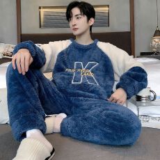 批发冬季加厚舒棉绒男士拉链<b class='q'>睡衣</b><b class='q'>套装</b>