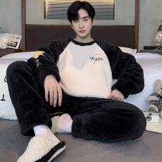 批发冬季加厚舒棉绒男士拉链<b class='q'>睡衣</b><b class='q'>套装</b>