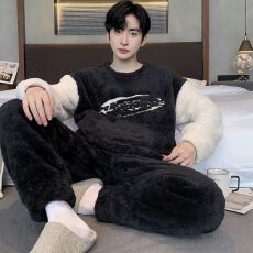 批发冬季加厚舒棉绒男士拉链<b class='q'>睡衣</b><b class='q'>套装</b>