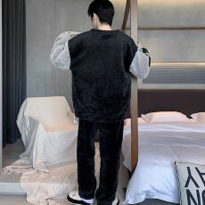 批发冬季加厚舒棉绒男士拉链<b class='q'>睡衣</b><b class='q'>套装</b>