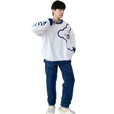 批发冬季加厚长毛绒男士圆领<b class='q'>睡衣</b>套装
