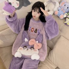 批发冬季新款<b class='q'>睡衣</b><b class='q'>女</b>舒棉绒少<b class='q'>女</b>卡通休闲甜美家居服套装260克