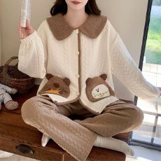 批发秋冬季新款空气夹层套装 加肥大码