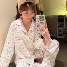 批发秋冬季新款睡衣女双面德绒长袖开衫翻领甜美<b class='q'>家居服</b>套装