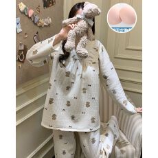 批发秋冬季新款睡衣女带胸垫空气夹层加厚公主风长袖<b class='q'>家居服</b>套装