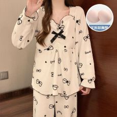 批发冬季新款睡衣女法兰绒带胸垫长袖甜美公主风家居服<b class='q'>套装</b>250克