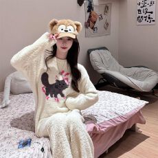 批发加厚保暖半边<b class='q'>绒</b><b class='q'>睡衣</b>冬季女款2025新款秋冬<b class='q'>珊瑚</b><b class='q'>绒</b>可外穿家居服套装