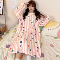 批发新款秋冬季法兰绒睡衣女加厚加绒套装家居服 250克