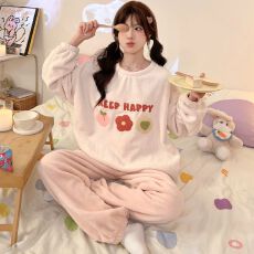 批发2025年新款冬季法兰绒睡衣女秋冬季加厚加绒冬天法兰绒套装家居服