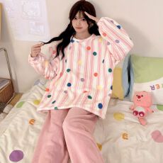 批发2025年新款冬季法兰绒睡衣女秋冬季加厚加绒冬天法兰绒套装家居服