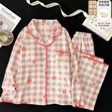 批发冬季新款睡衣女德绒260g翻领开衫长袖带胸垫甜美保暖家居服套装