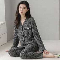 批发2026新款大量春秋季高密仿棉开衫长袖花边<b class='q'>睡衣</b>家居服