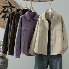 实拍全棉衬衣女长袖韩版设计感休闲工装新款小个子宽松衬衫薄外套