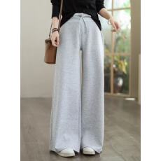 批发2026休闲垂感砂洗空气层显瘦松紧腰直筒运动休闲阔腿裤女