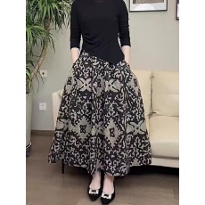 批发2026春夏新款复古时尚优雅印花A字大摆裙小个子遮胯显瘦国风伞裙