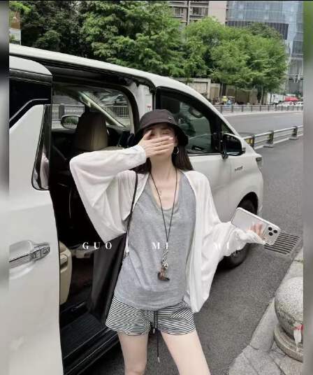 구오 힘 힘 ss 한 부서 익스트림 제인 배트윙 소매 자외선 차단 오픈 가디건 조끼 맨위