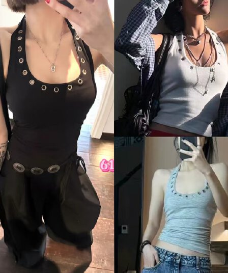 ana phora 한 부서 금속 징 u 칼라 행침 목 조끼 슬립 여름 새로운 핫걸 민소매 맨위