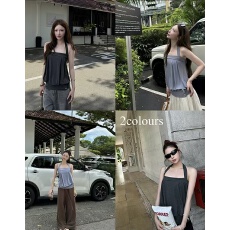 批发Goo Goo Eyes 挂脖抹胸<b class='q'>吊带</b><b class='q'>背心</b>女夏季设计感花苞无袖外穿上衣