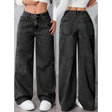 批发亚马逊跨境热卖牛仔裤女甜辣风低腰大直筒裤宽松<b class='q'>休闲</b>长裤