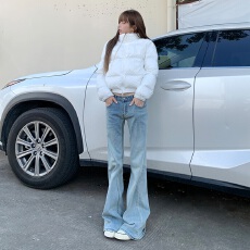 批发爆款俄式美学低腰喇叭牛仔 清爽耐看舒适蓝 显腿长<b class='q'>弹力</b>百搭神裤