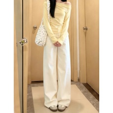 批发白色高腰阔腿<b class='q'>牛仔裤</b>女秋季2026新款复古宽松显瘦垂感直筒拖地裤子