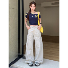 抖音爆款 重工大口袋设计｜时髦出街｜美式复古辣妹弯刀工装裤女