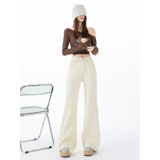 批发直播不贴<b class='q'>腿</b>微喇牛仔<b class='q'>裤</b>女2026秋季新款高腰宽松显瘦马蹄拖地长<b class='q'>裤</b>