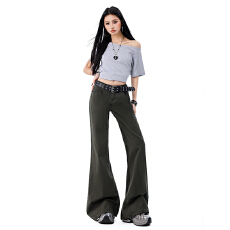 批发网红同款低腰不贴腿微喇牛仔裤女2026春季新款美式显瘦休闲喇叭裤