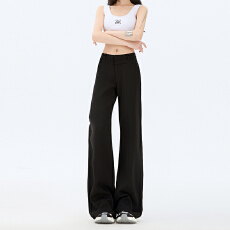 批发日本单夏季垂感<b class='q'>西装</b>喇叭裤女2026新款黑色<b class='q'>修身</b>显瘦弹力马蹄微喇裤